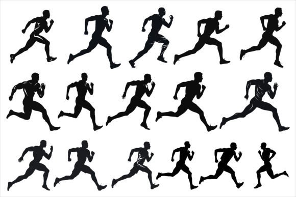 Download Running Sprint Man Black Silhouette Set - Premium Resources