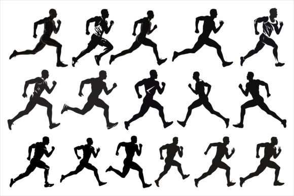 Download Running Sprint Man Black Silhouette Set - Premium Resources